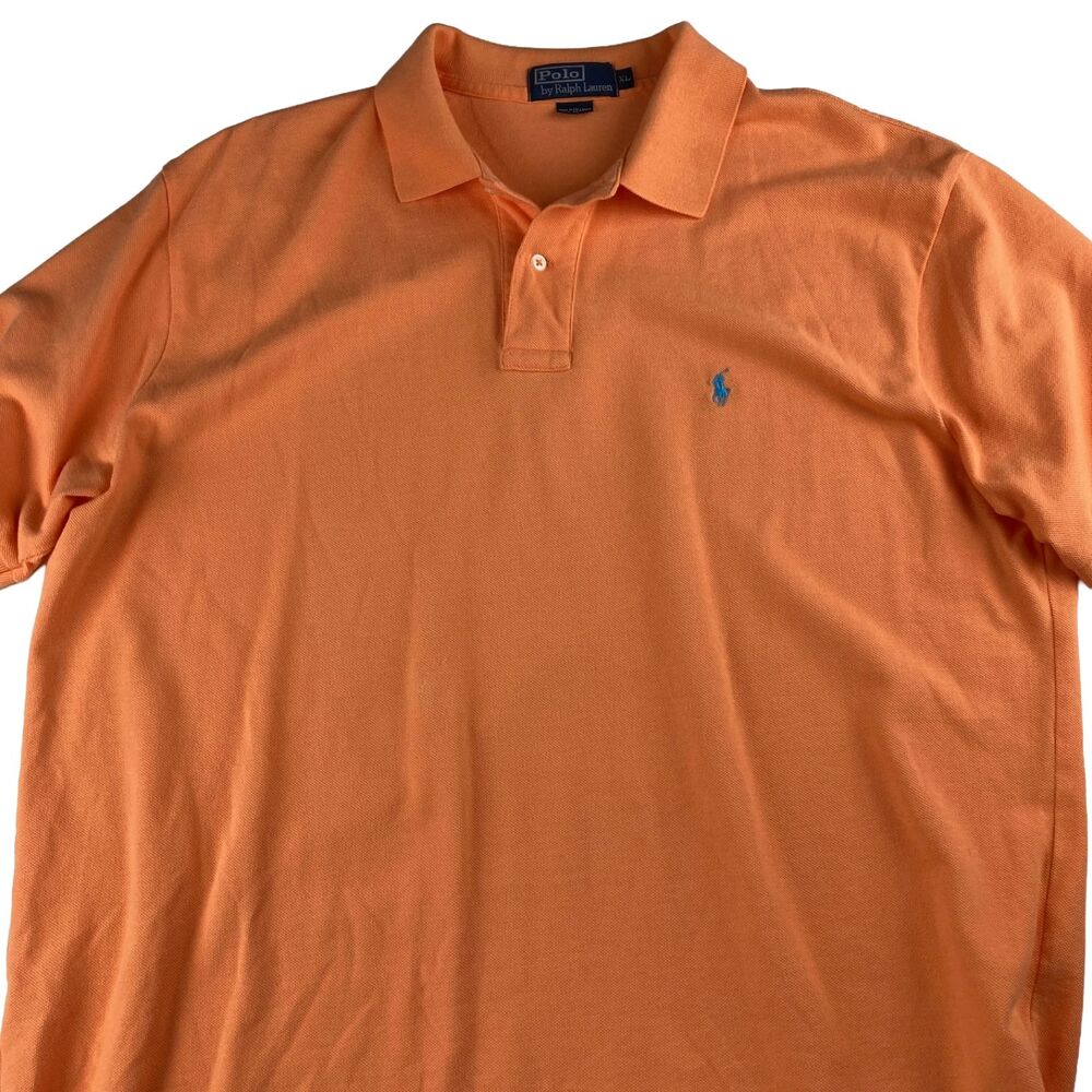 Polo Ralph Lauren Polo Shirt Men’s XL Orange Blue Pony Logo Cotton